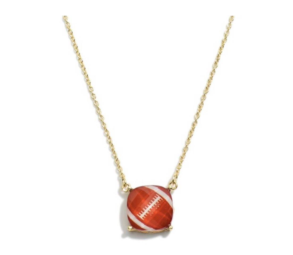 Rhinestone Football Pendant Necklace