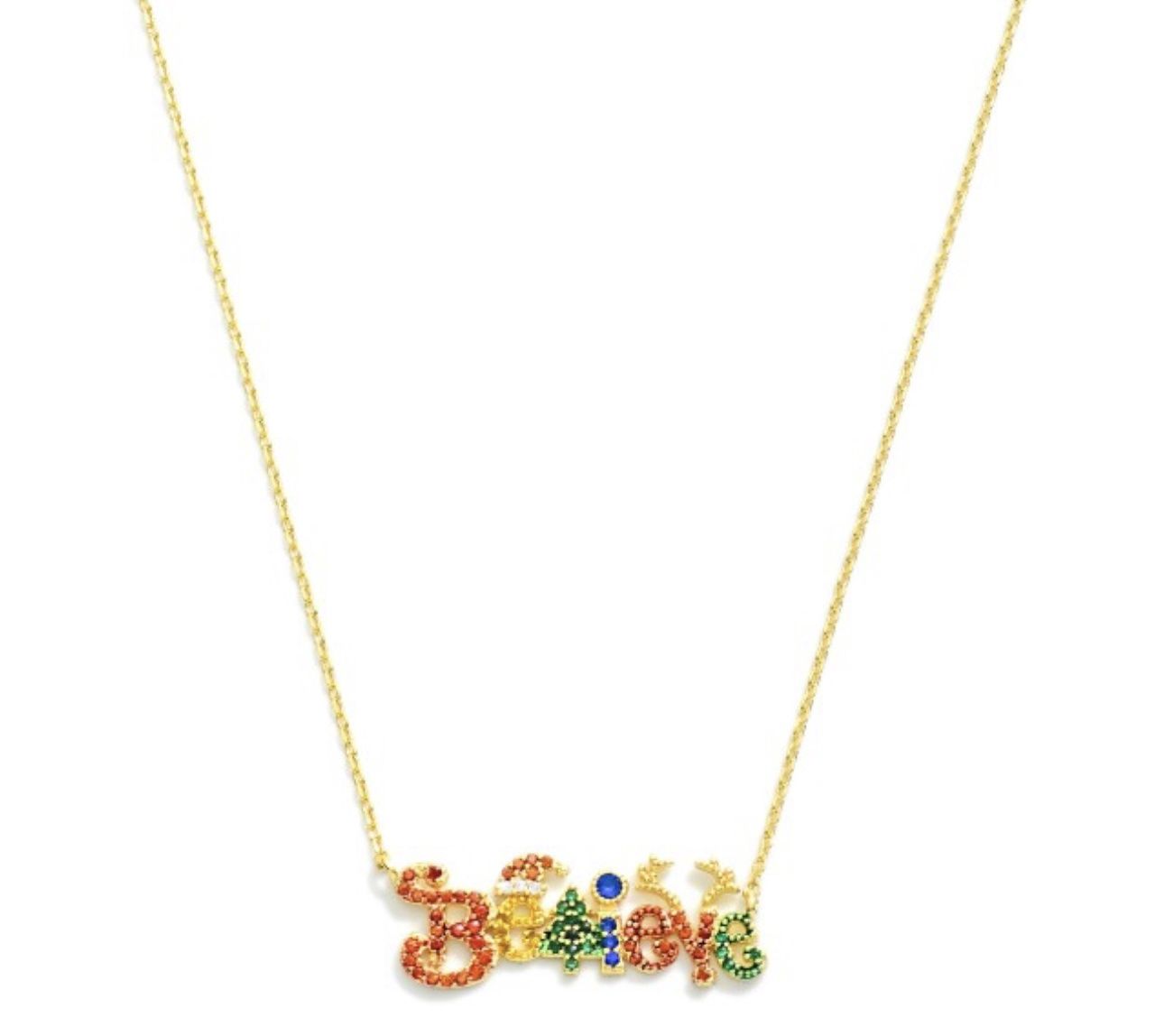 &quot;Believe&quot; Pendant Cubic Zirconia Necklace, Colour: Gold