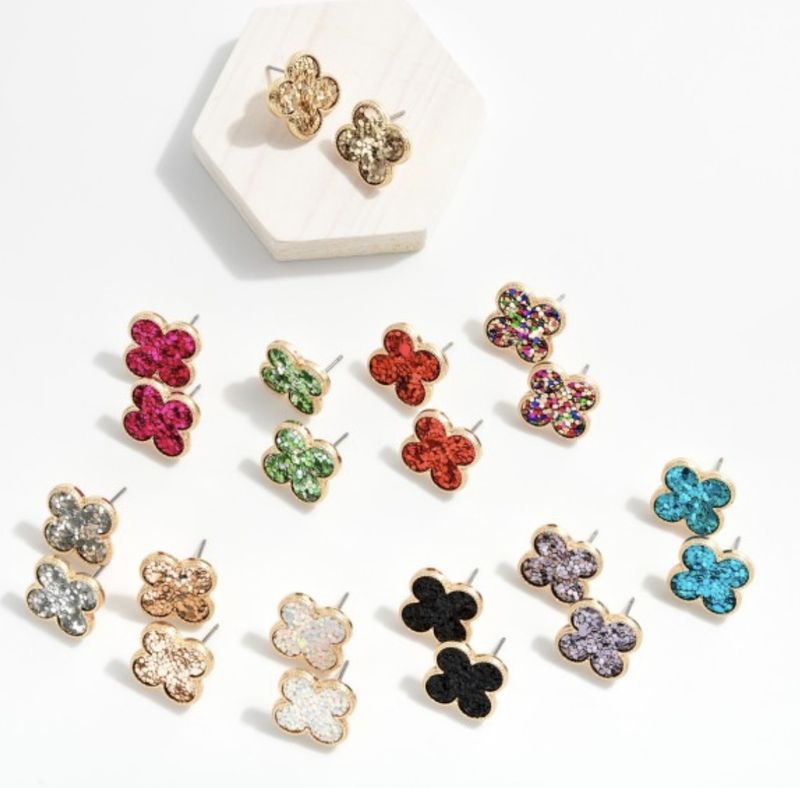 Glitter Clover Earrings
