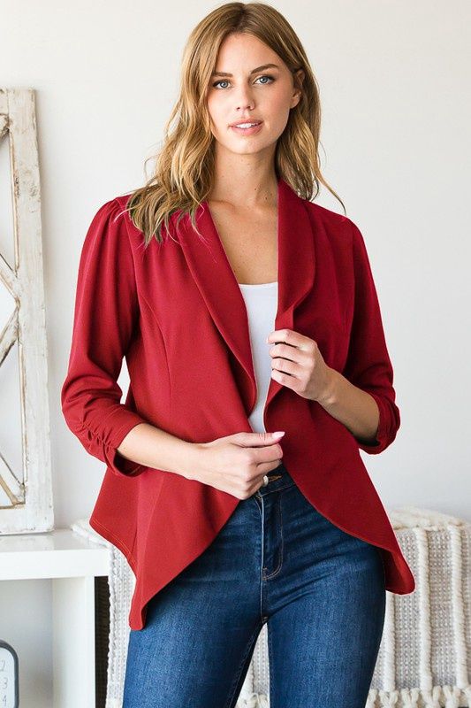 Solid Open Blazers