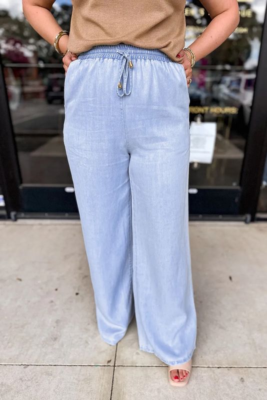 Drawstring Wide Leg Jeans