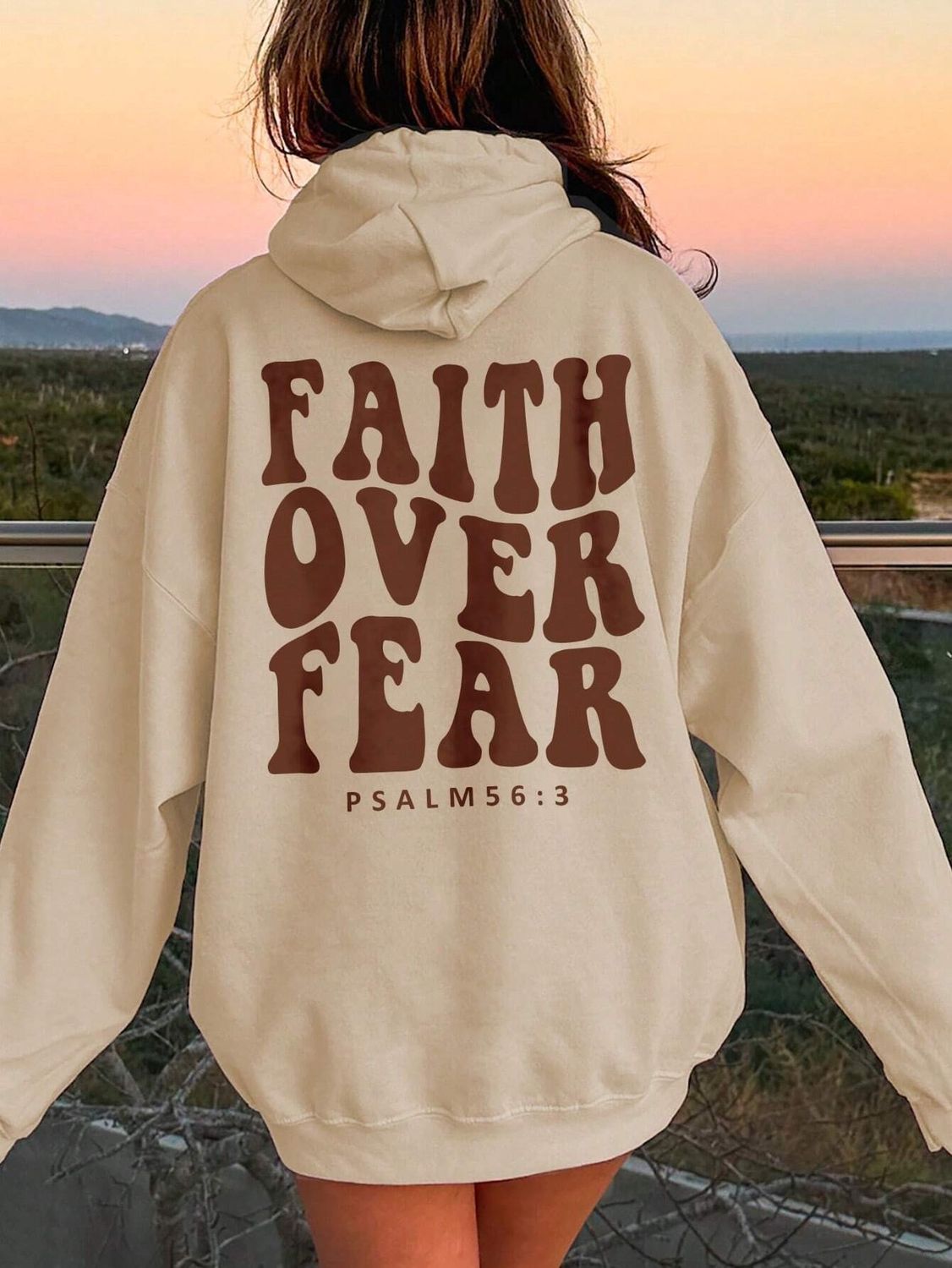 &quot;Faith Over Fear&quot; Hoodie, Size: 2X, Colour: Tan