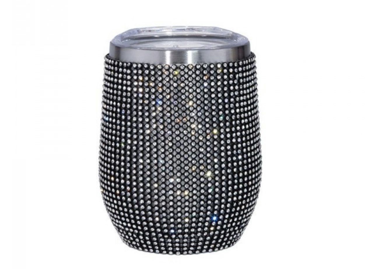Rhinestone Wine Tumblers, Colour: Black