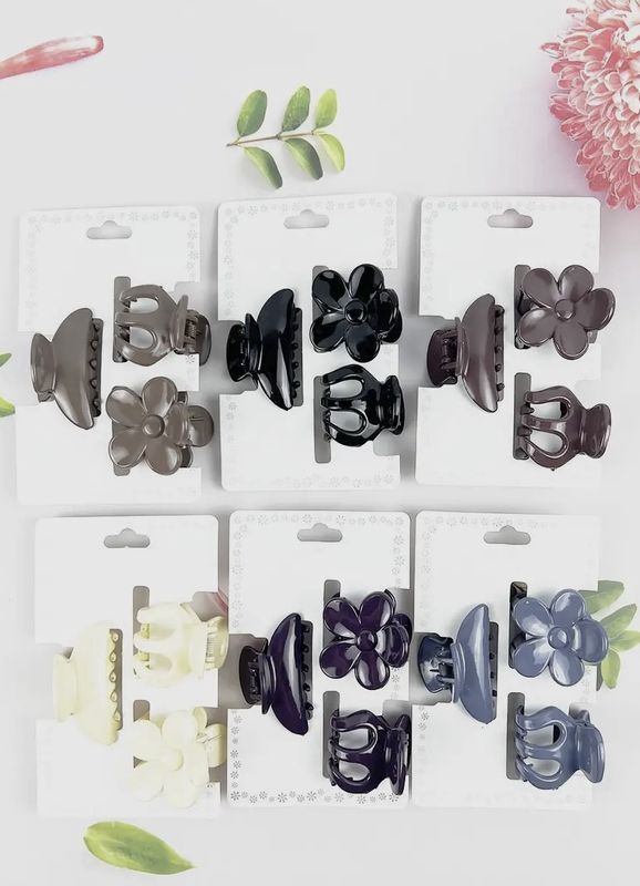3 Pieces Flower Banana Hair Claw