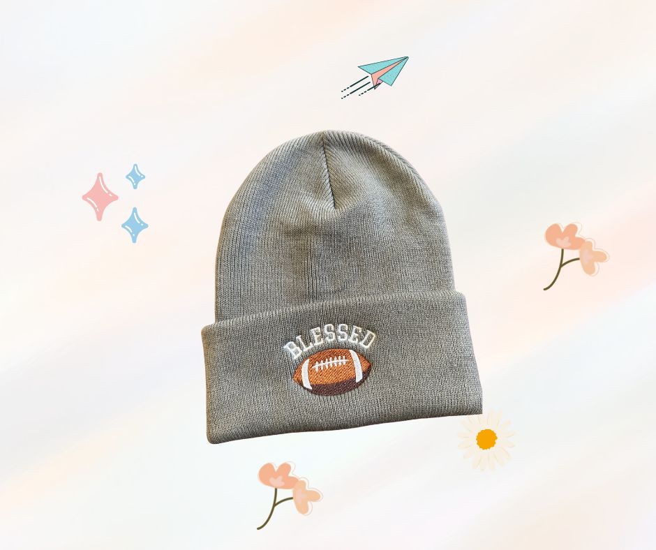 &quot;Blessed&quot; Football Beanie