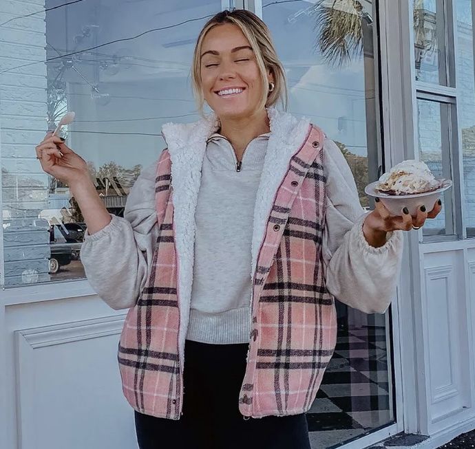 Pink Plaid Vest, Size: XL