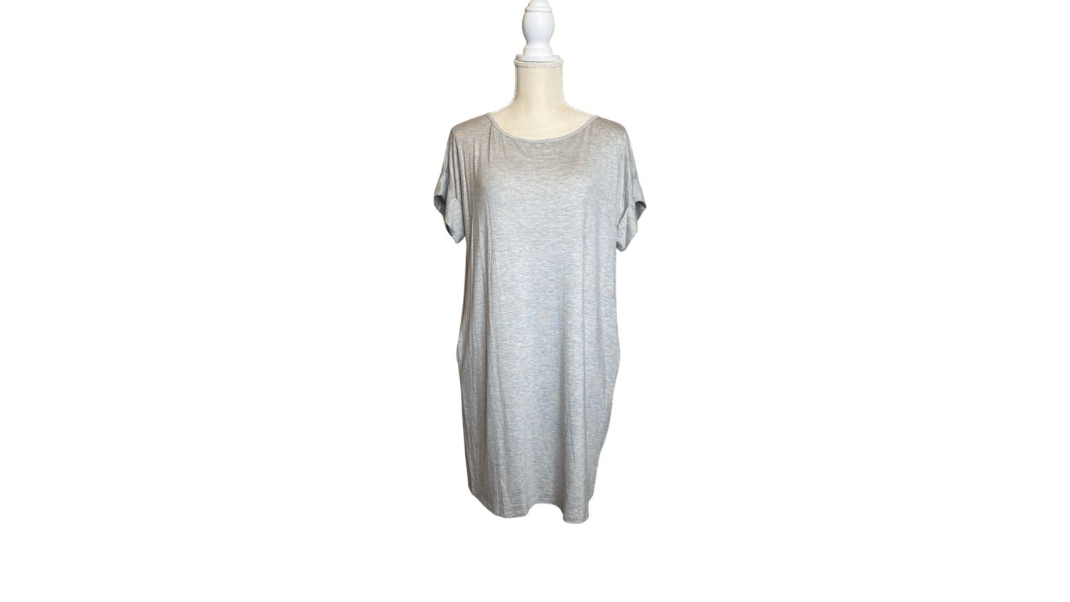 Heather Grey Solid Pocket Dress, Size: S