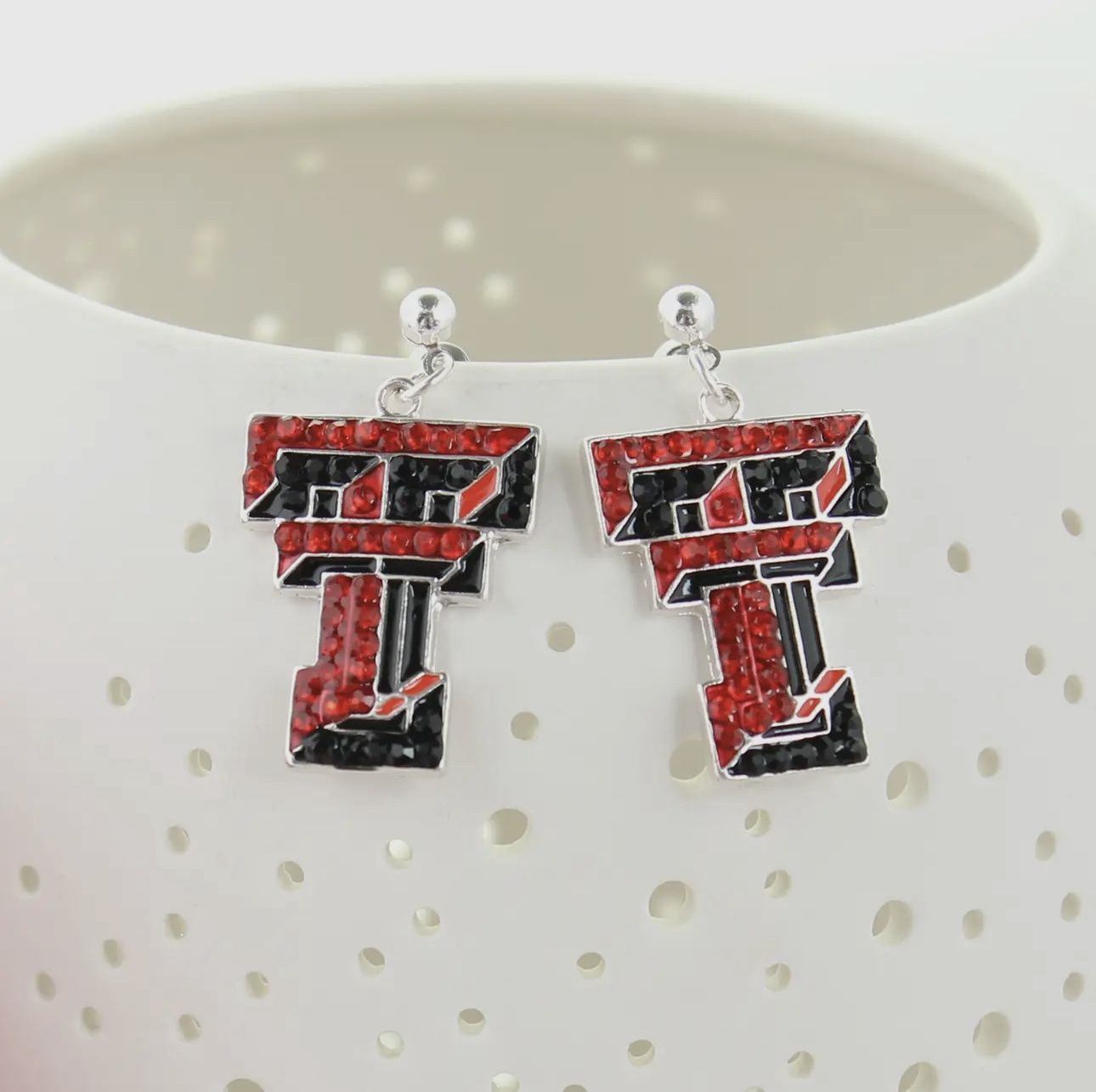 Texas Tech Crystal Earrings