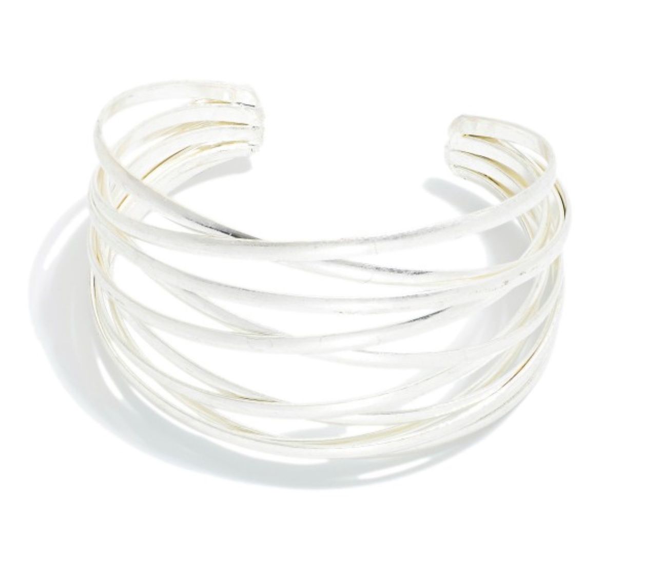 Silver Layered Criss Cross Cuff Bracelet