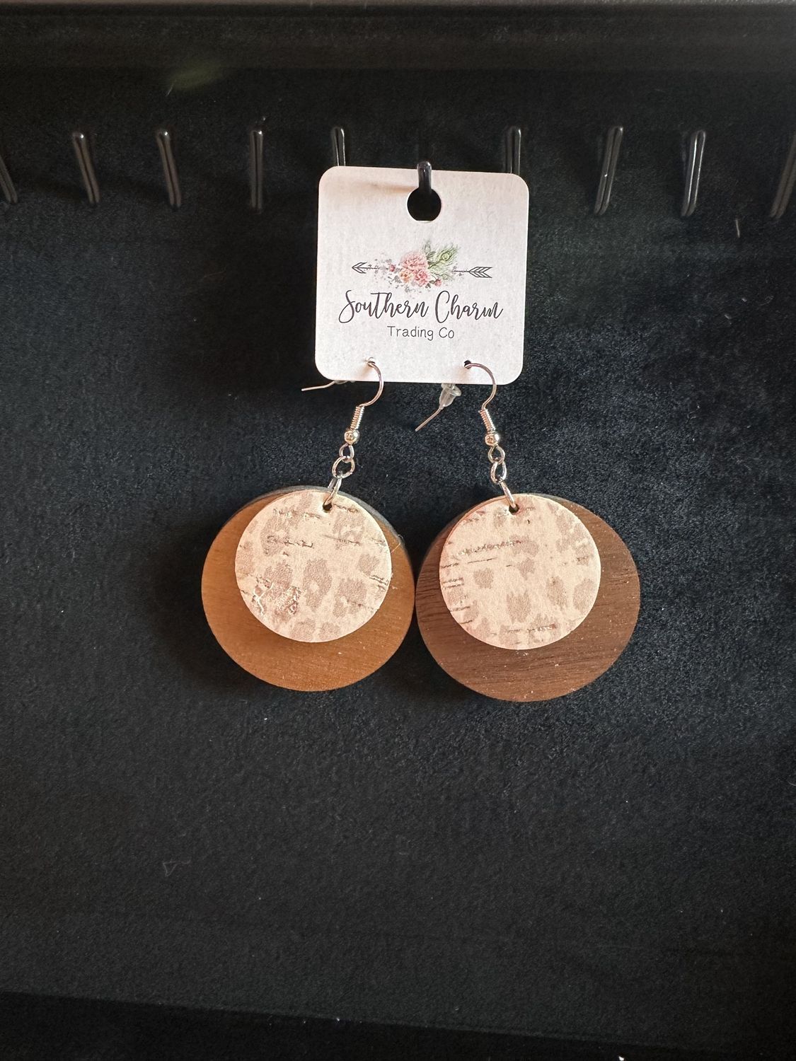 Circle Earrings, Colour: Nude Leopard