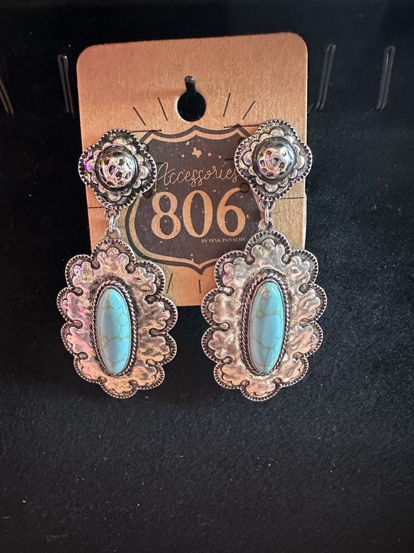 Turquoise &amp; Silver Dangle Earrings