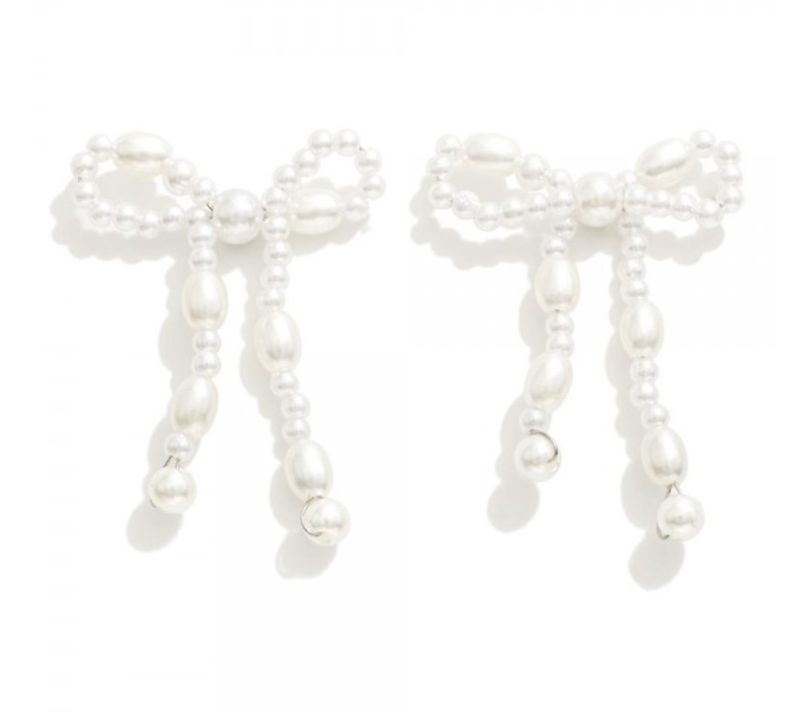 Pearl Beaded Bow Earrings
