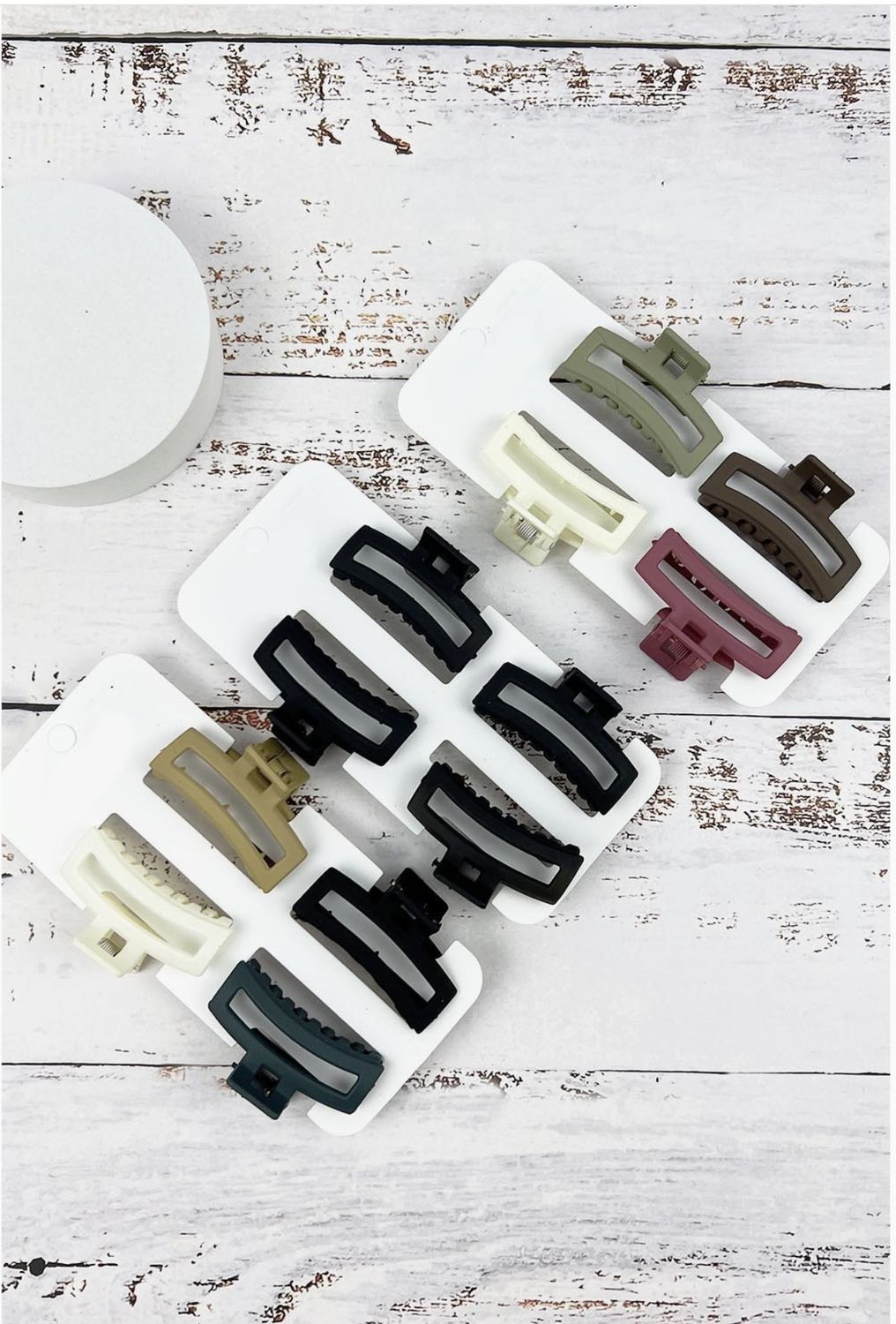 4 PCS Matte Rectangle Mini Hair Claw, Colour: White