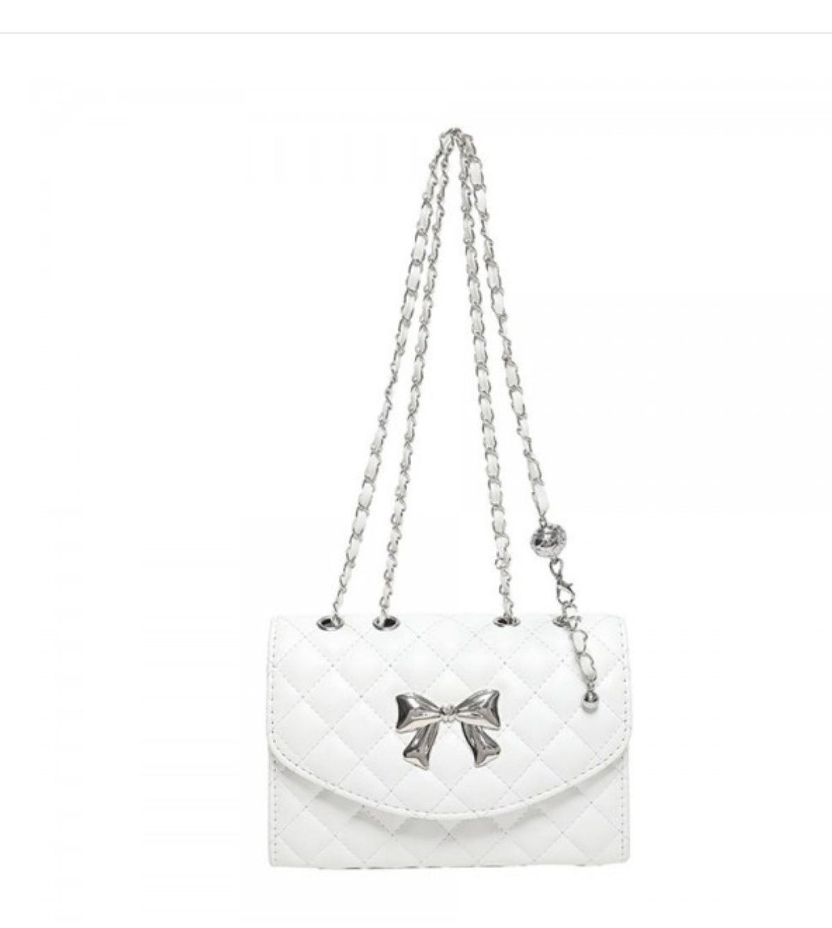 Quilted Bow Cross Body Bag, Colour: White
