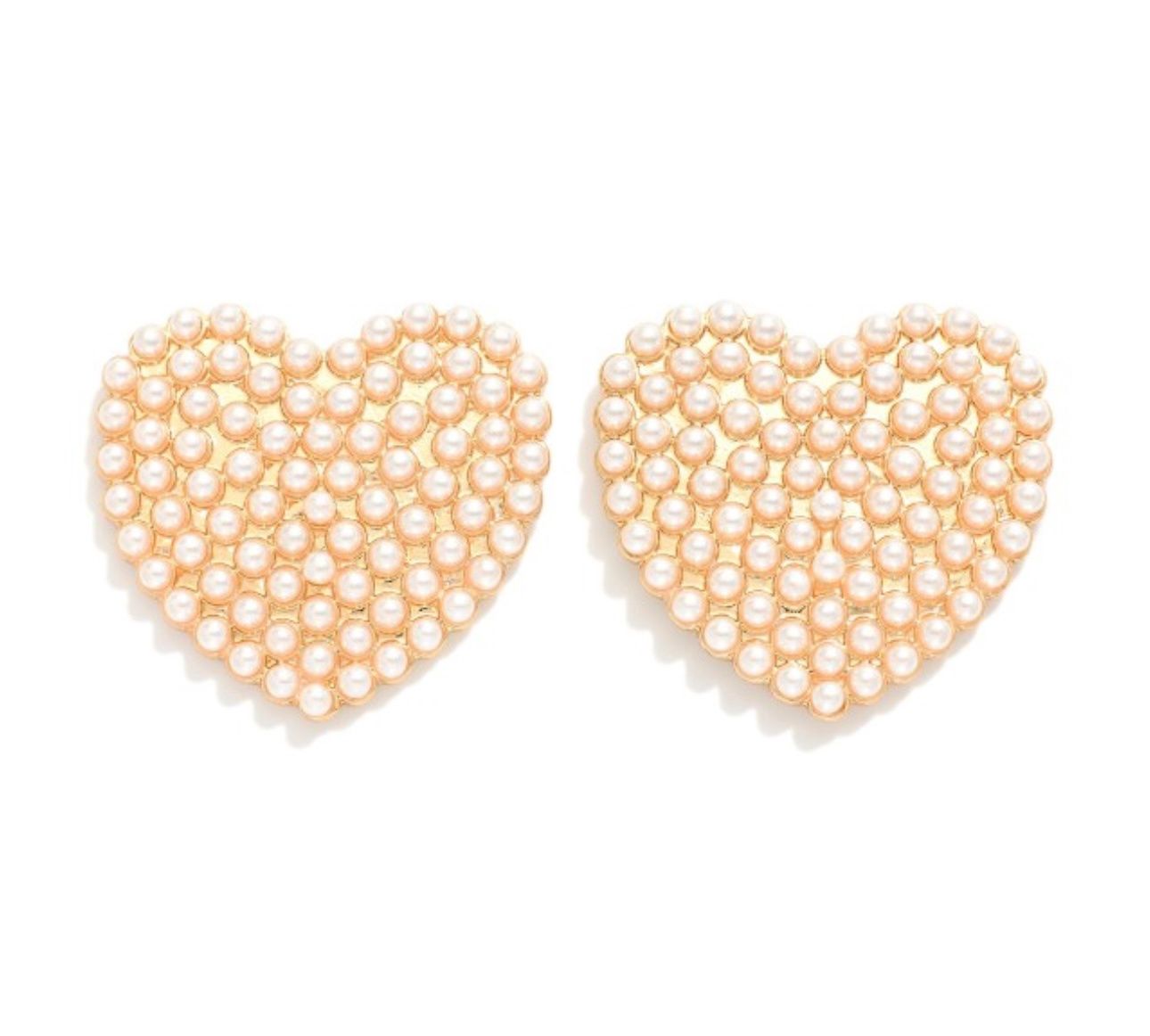 Oversized Pearl Heart Earrings, Colour: Gold