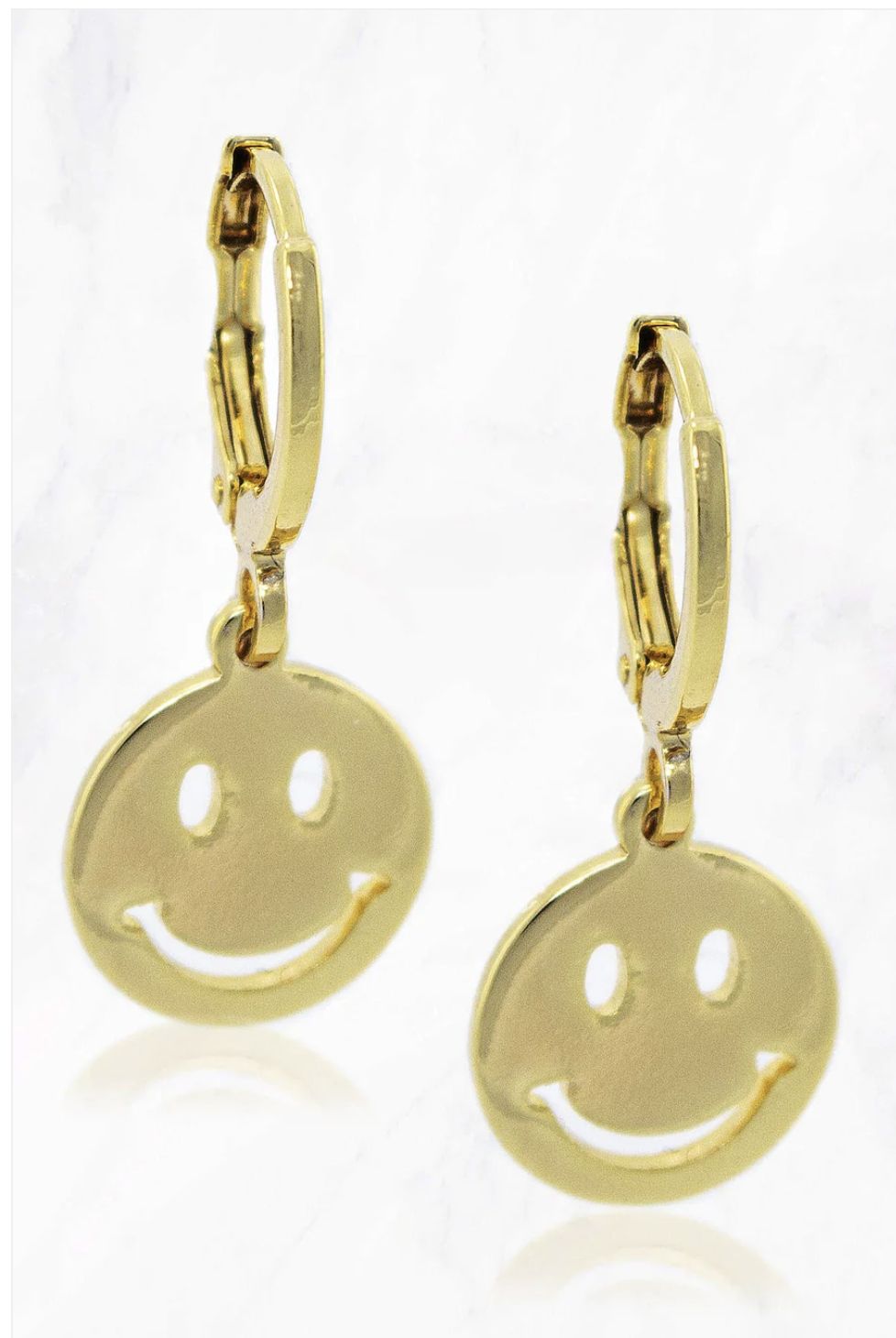 Smiley Face Earrings, Colour: Gold
