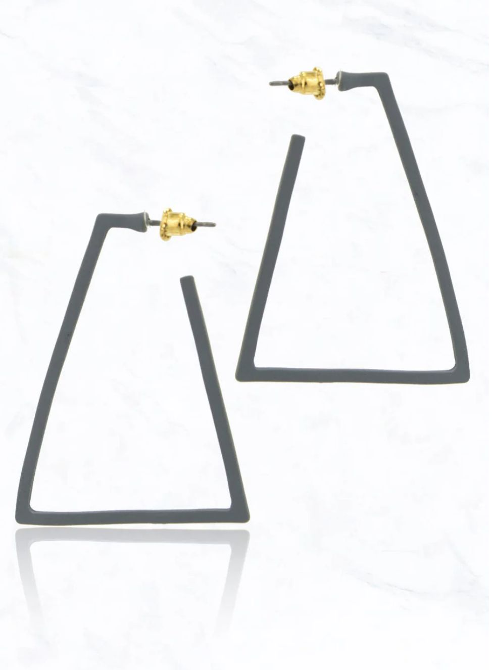 Grey Open Triangle Earrings