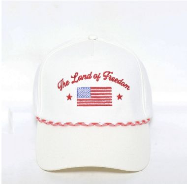 &quot;The Land of Freedom&quot; Embroidered Cap, Colour: Red