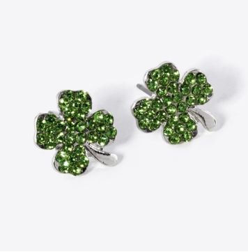 Rhinestone Clover Stud Earrings