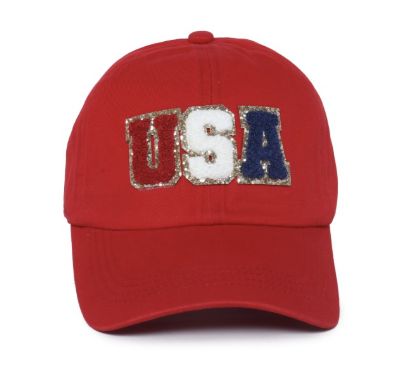 Glitter Chenille &quot;USA&quot; Cap