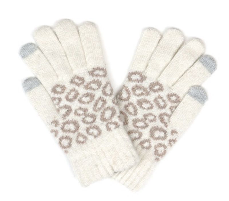 Leopard Knit Smart Touch Gloves