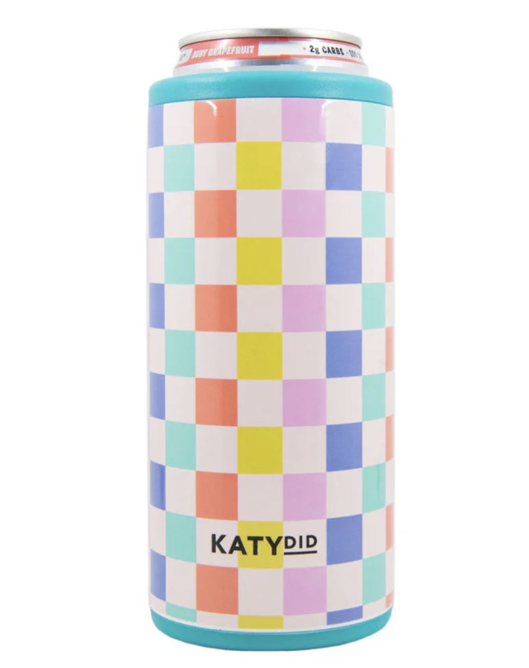 Insulated 12oz Slim Can Koozie, Colour: Checker