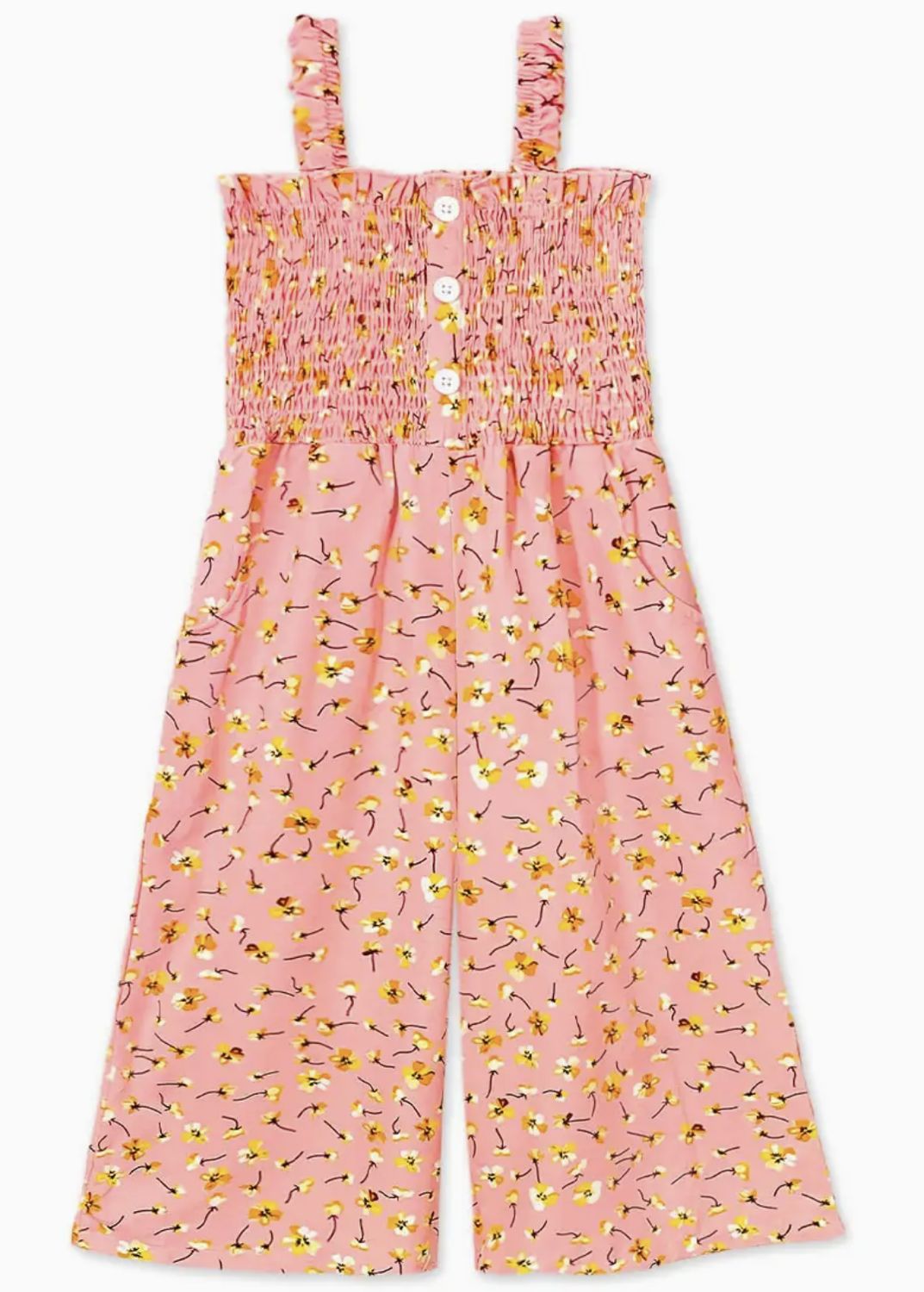 Coral Floral Romper, Size: 6/7