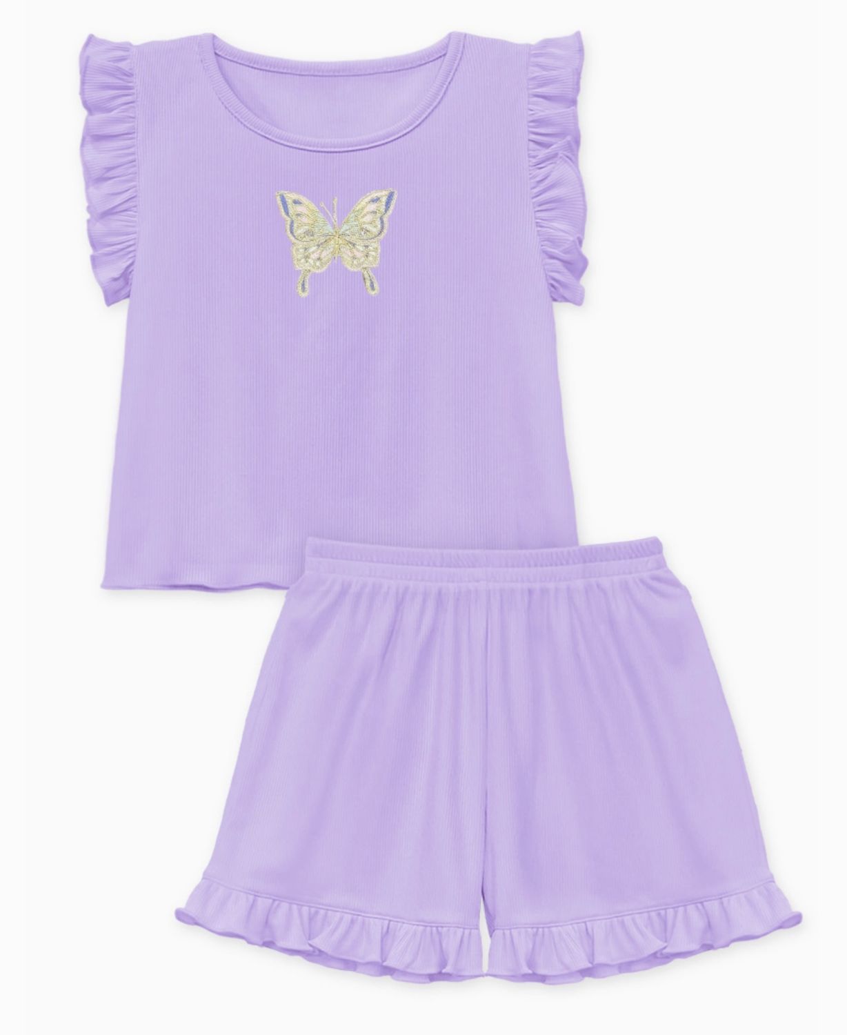 Butterfly Ribbed Top &amp; Short Set, Size: 6/7