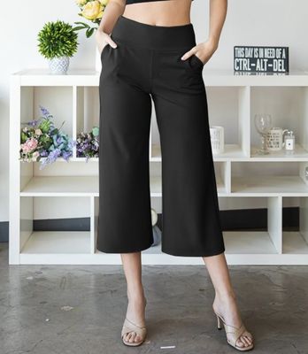 Wide Waistband Culottes Pants