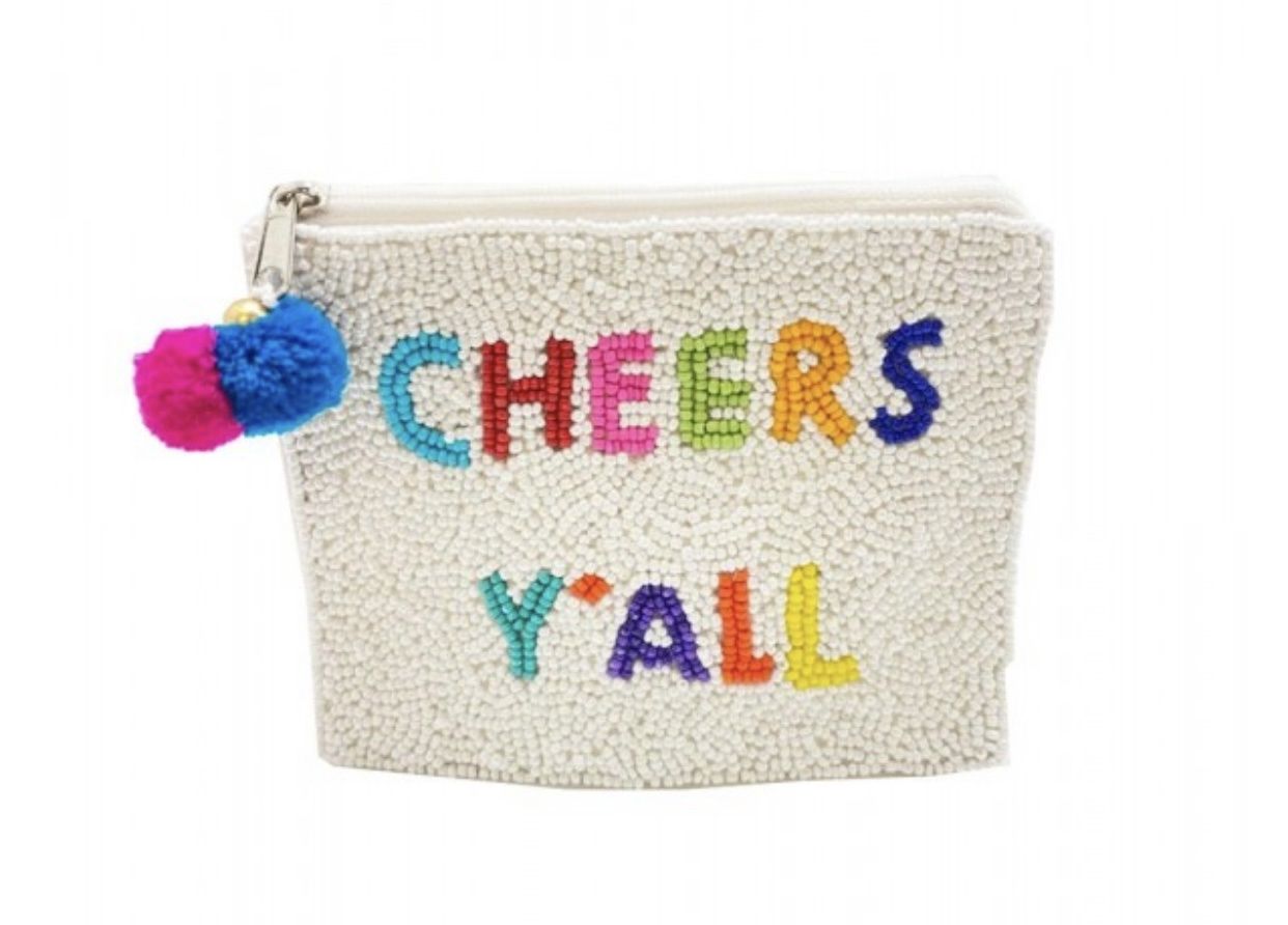 Beaded Canvas Bag, Colour: Cheers Y&#39;all
