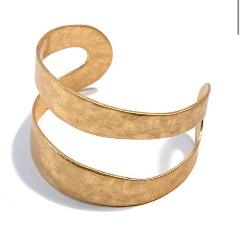 Chunky Hammered Cuff Bangle Bracelet