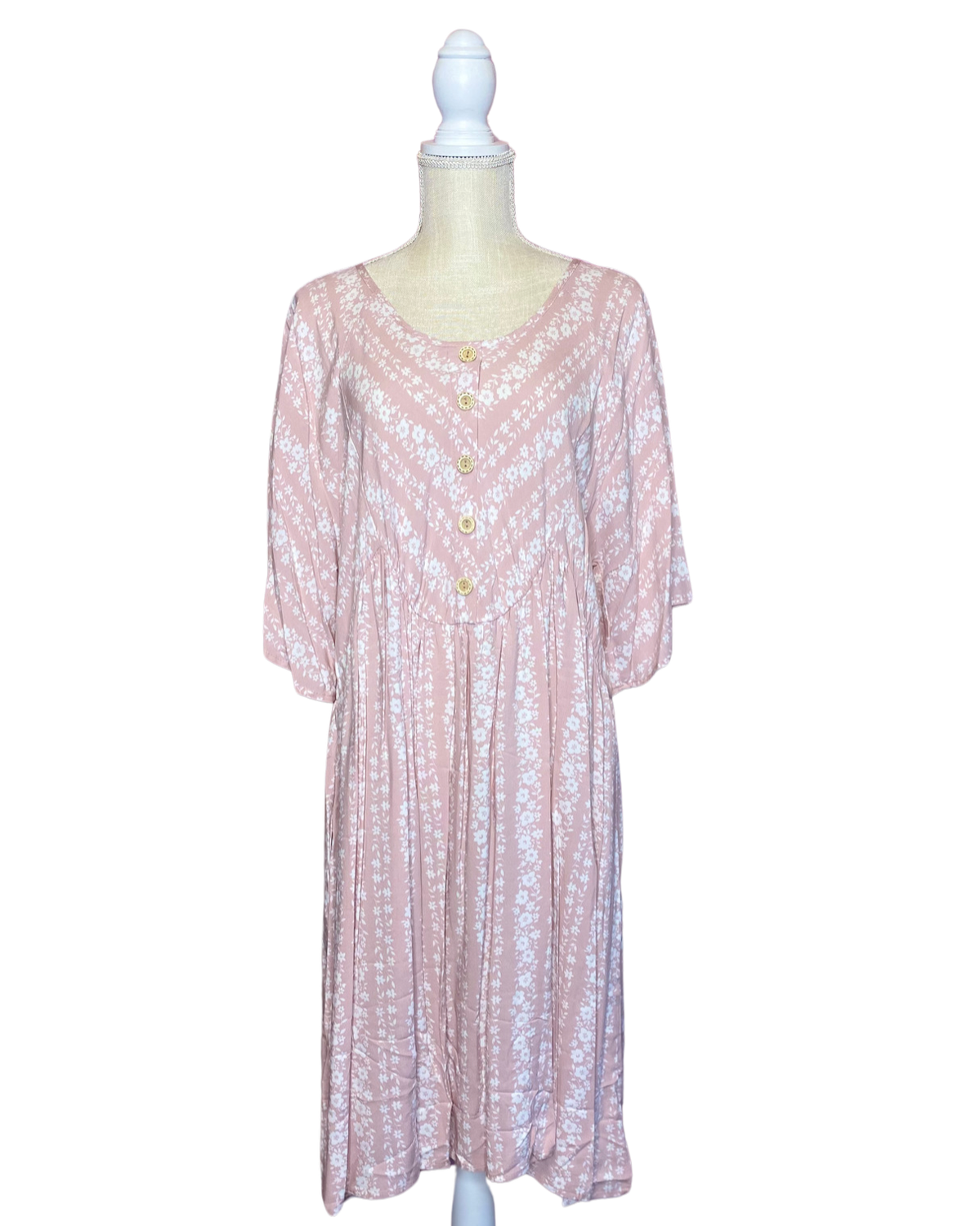 Blush Floral Stripe Dress, Size: 2X