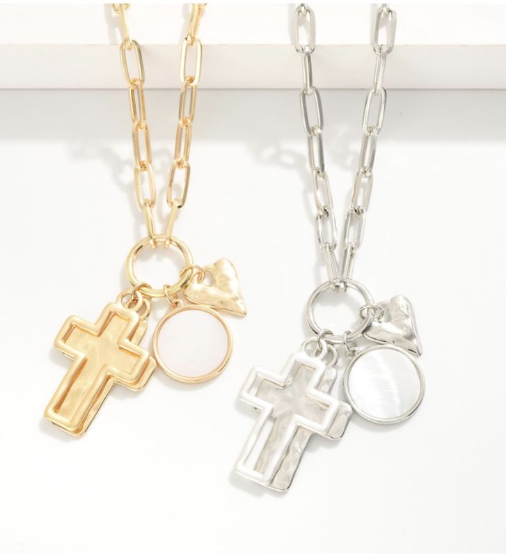 Cross Heart Charm Necklace