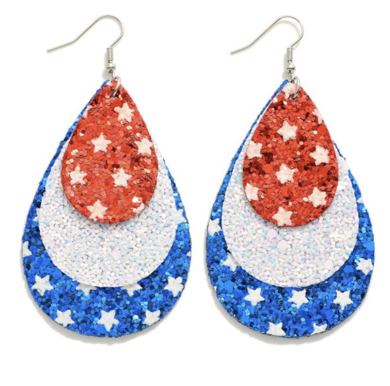 Layered Glitter American Earrings
