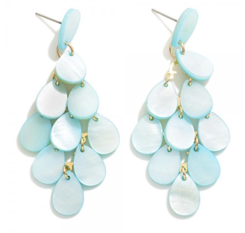Pearlescent Disc Chandelier Earrings, Colour: Mint
