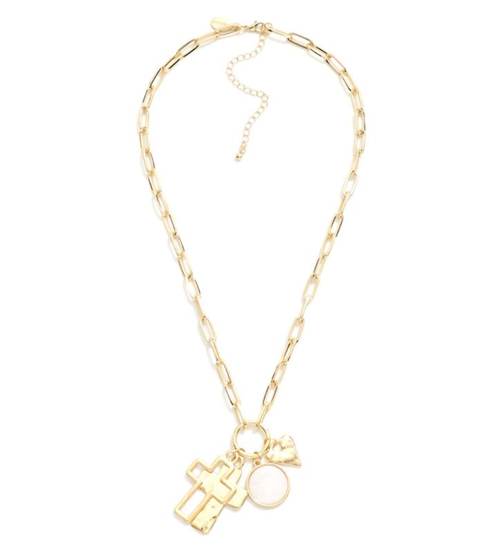 Cross Heart Charm Necklace