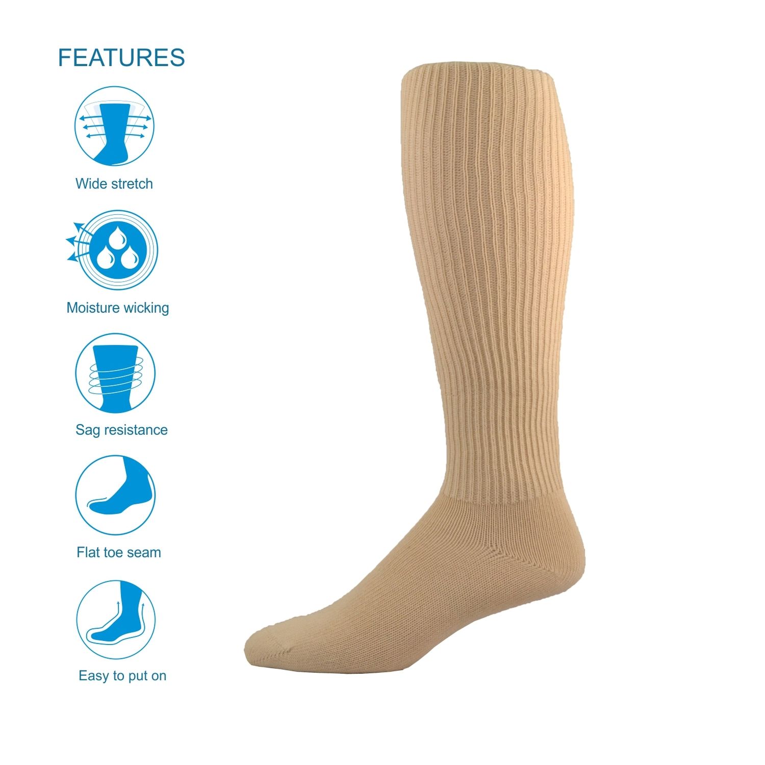 OVER THE CALF THE SIMCAN COMFORT SOCK - NATURAL MEDIUM (12/CS)