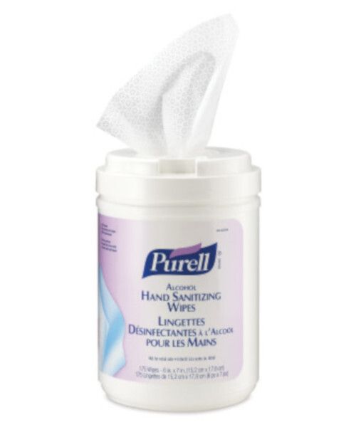 PURELL® ALCOHOL HAND SANITIZING WIPES - 175 COUNT CANISTER - 6" X 7" (CASE OF 6)