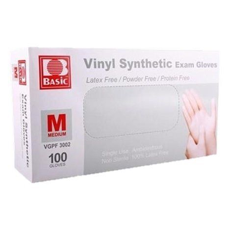 BASIC™ VINYL EXAM GLOVES - L (10/CS)
