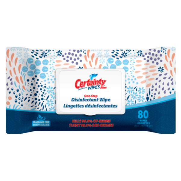 CERTAINTY™ PLUS ALCOHOL-FREE DISINFECTANT WIPES (80 COUNT FLAT PACK) (12/CS)