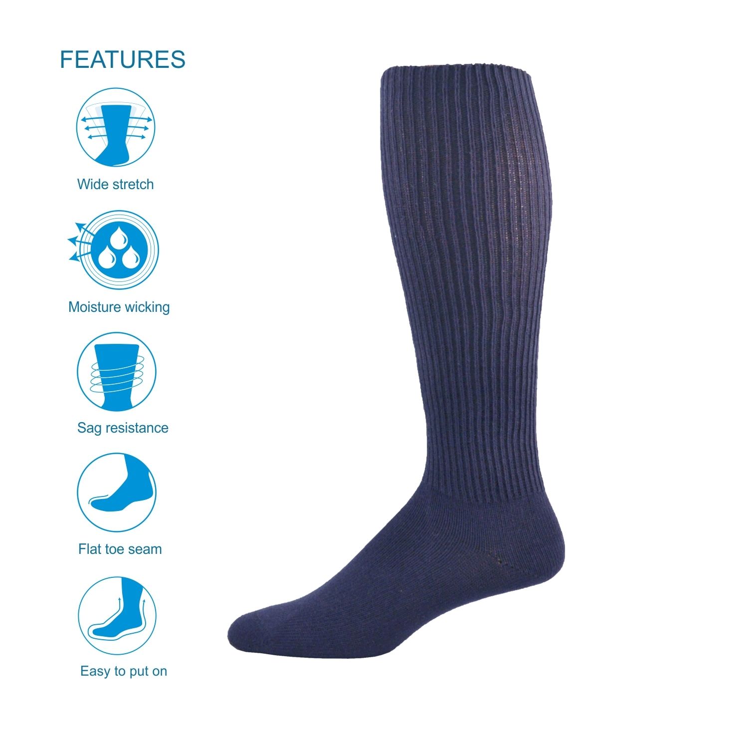 OVER THE CALF THE SIMCAN COMFORT SOCK - NAVY MEDIUM (12/CS)
