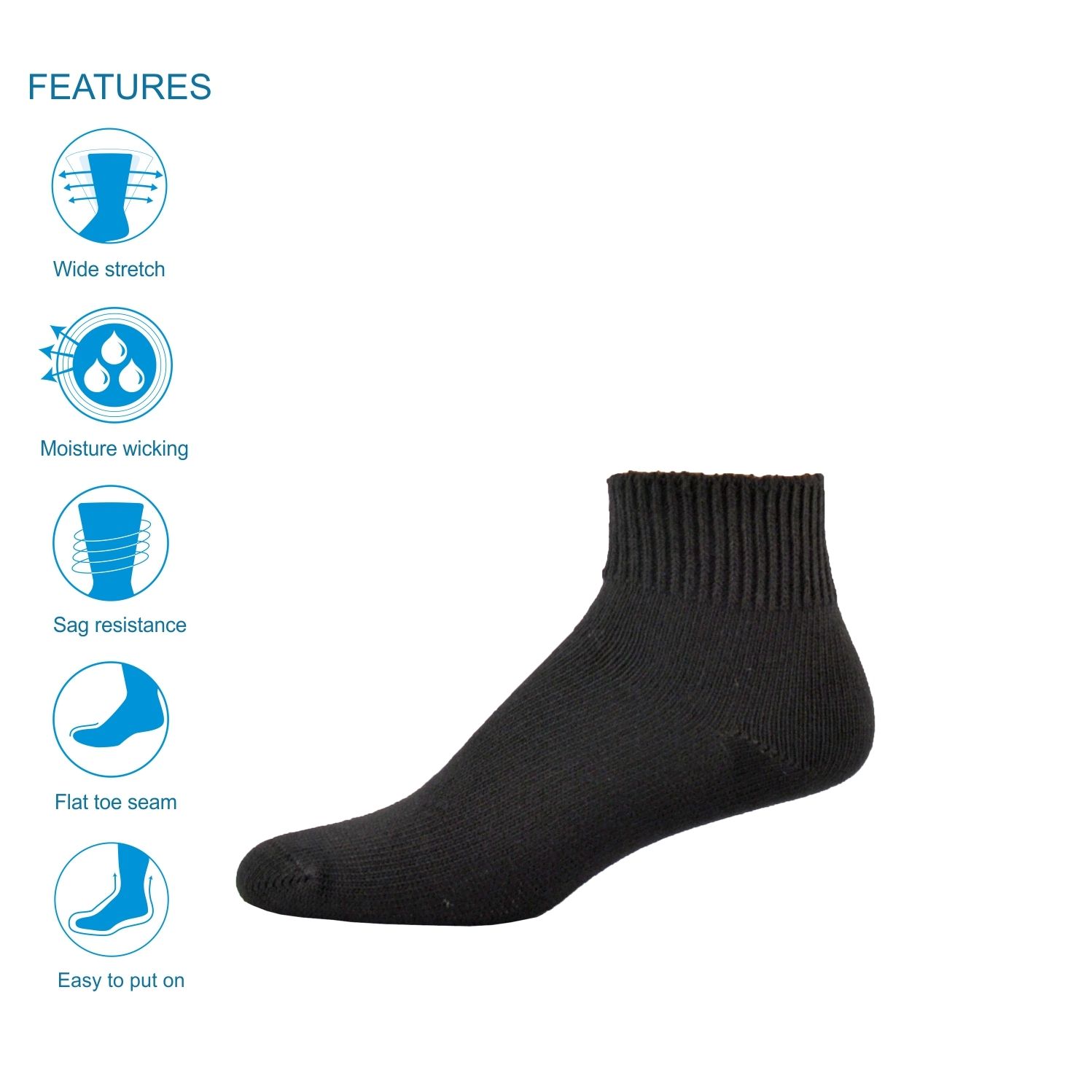 LOW RISE THE SIMCAN COMFORT SOCK - BLACK LARGE (12/CS)