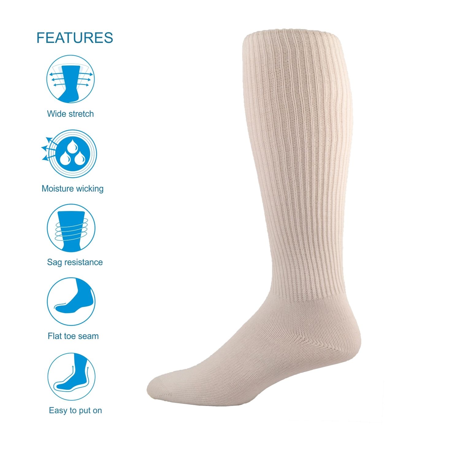 OVER THE CALF THE SIMCAN COMFORT SOCK - WHITE MEDIUM (12/CS)