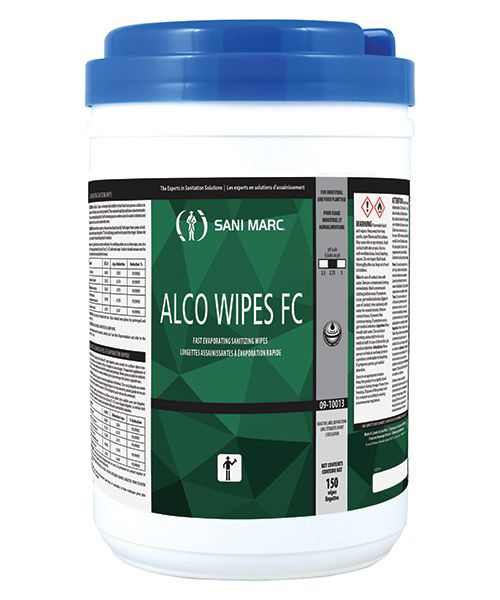 ALCO WIPES FC - FAST EVAPORATING SANITIZING WIPES - 150 WIPES 850 ML (12/CS)