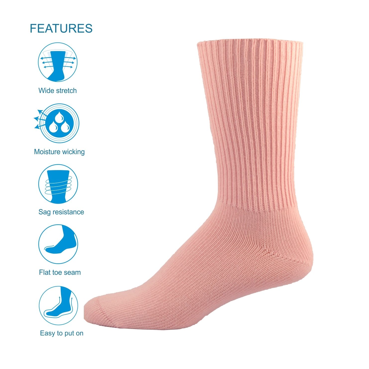 MID CALF THE SIMCAN COMFORT SOCK - PINK SMALL (12/CS)