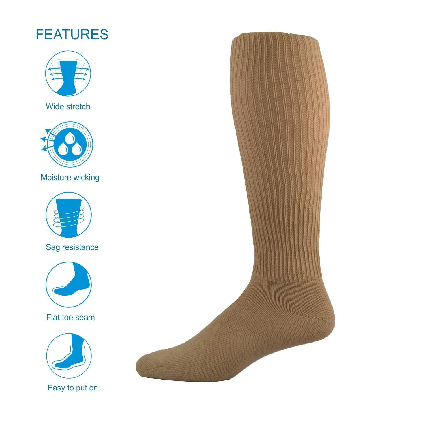 OVER THE CALF THE SIMCAN COMFORT SOCK - OATMEAL LARGE (12/CS)