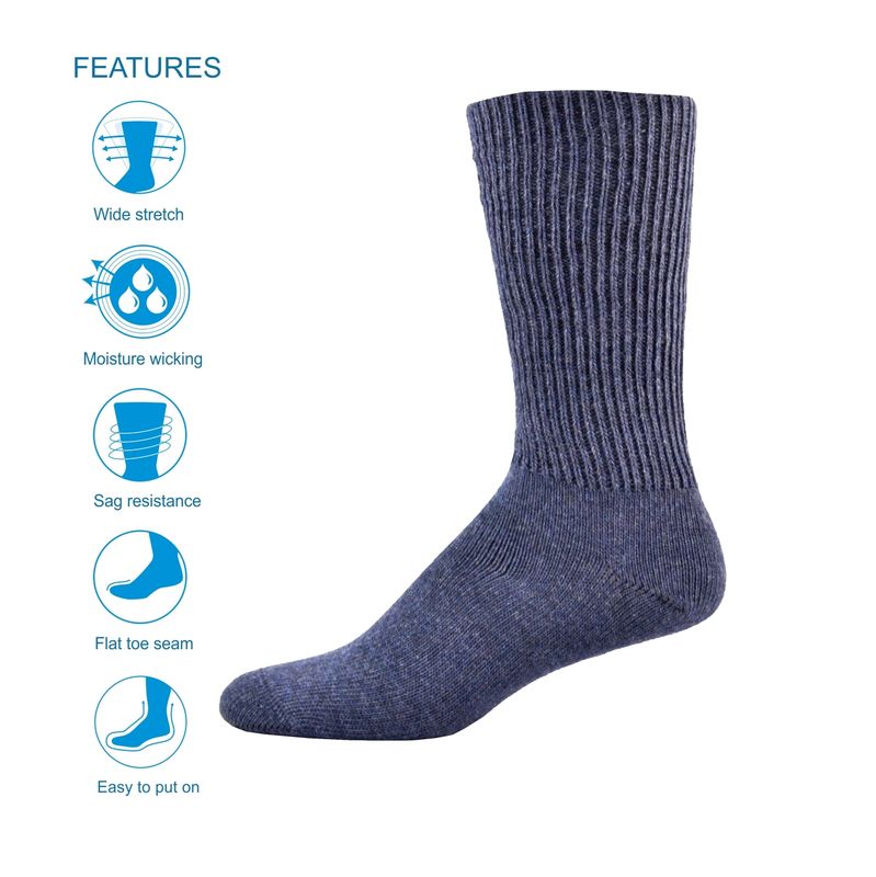 MID CALF THE SIMCAN COMFORT SOCK - DENIM MEDIUM (12/CS)