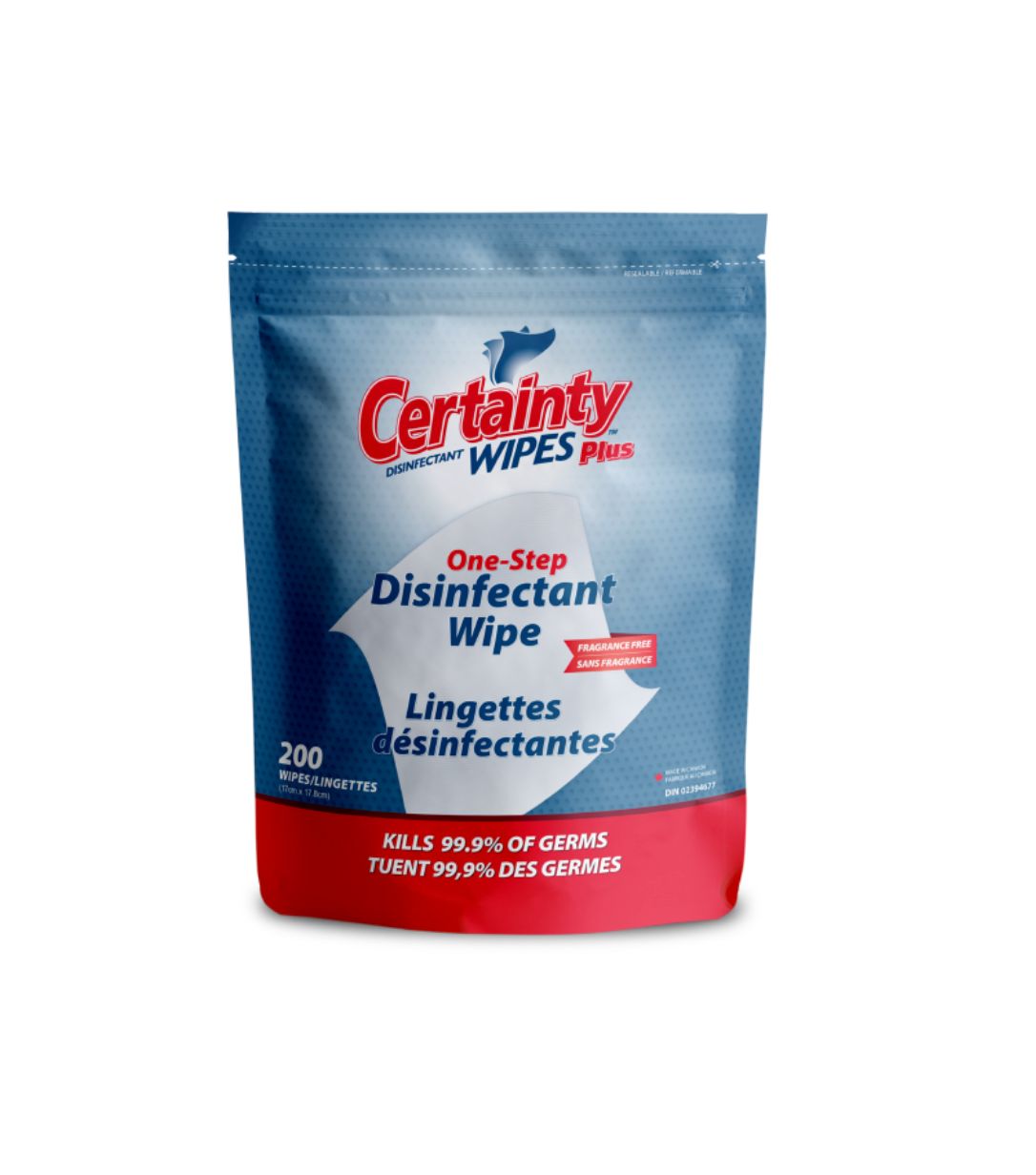 CERTAINTY™ PLUS ALCOHOL-FREE DISINFECTANT WIPES - QTY 200 Pouch / (12/CS)