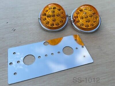 Stainless Kenworth Center Dome / Above Bunk Front  Window Plate for 2 Watermelon Light