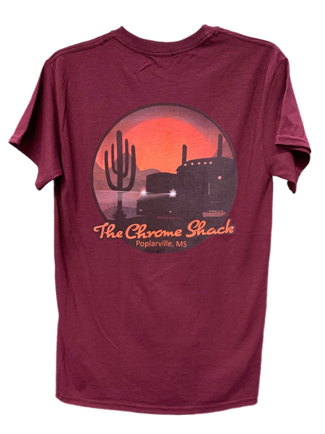 The Chrome Shack Maroon Retro T-Shirt